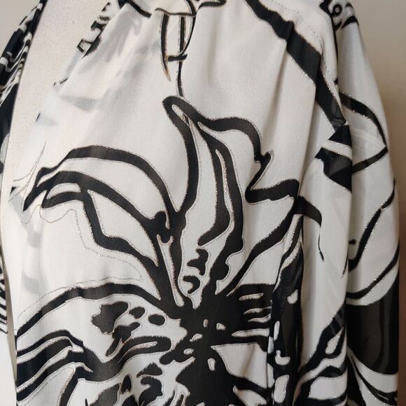 K Woman Floral Shimmer Chiffon Blouse Jacket - Picture 7 of 13